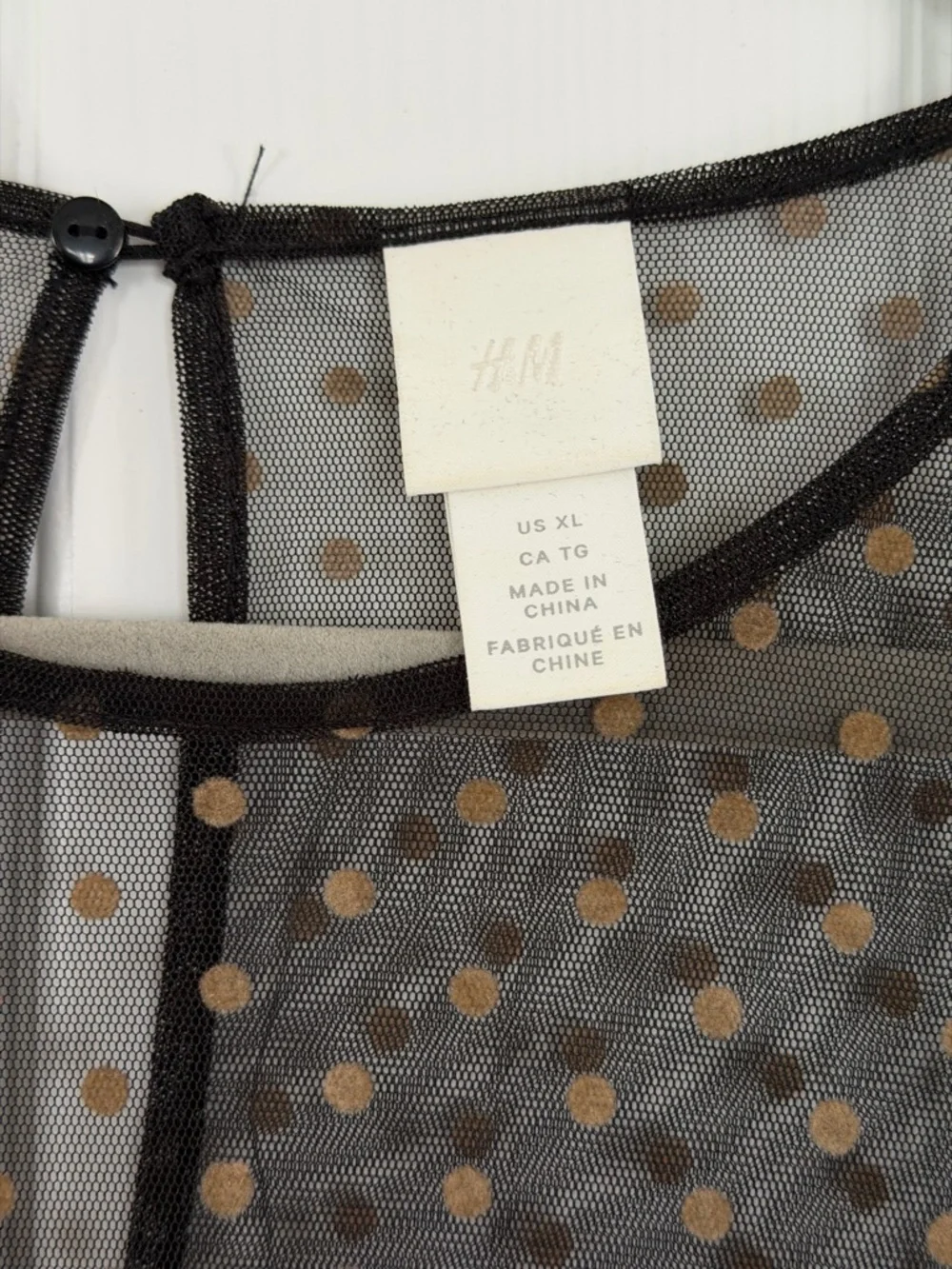 H&M Black Sheer Polka Dot Tiered Midi Long-Sleeve Dress - Picture 3 of 3